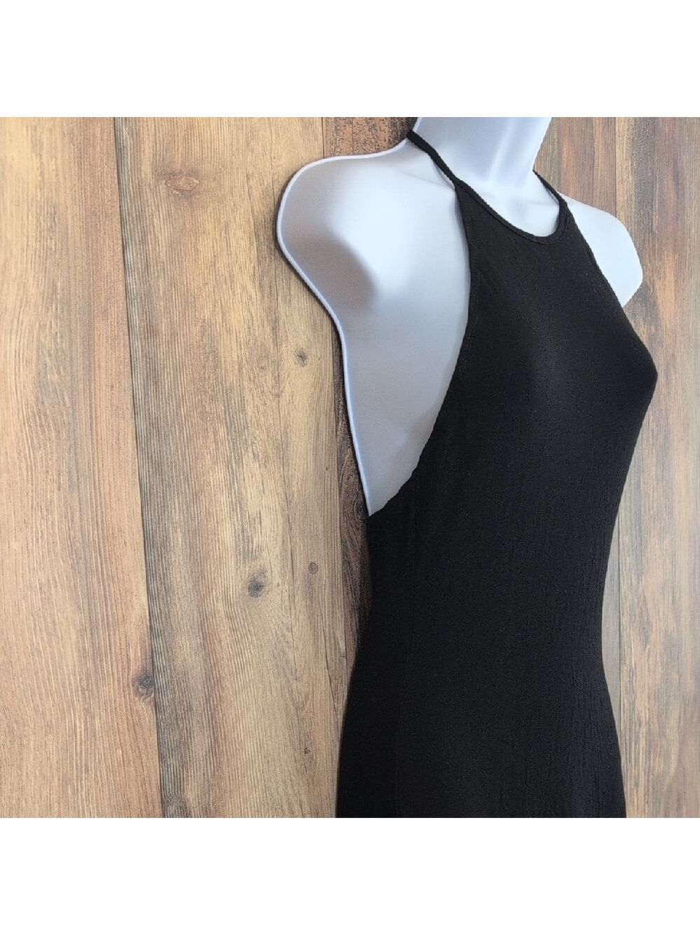 SHEIN Elegant Black Halter Backless Fitted Maxi Dress S -715V - Picture 2 of 7
